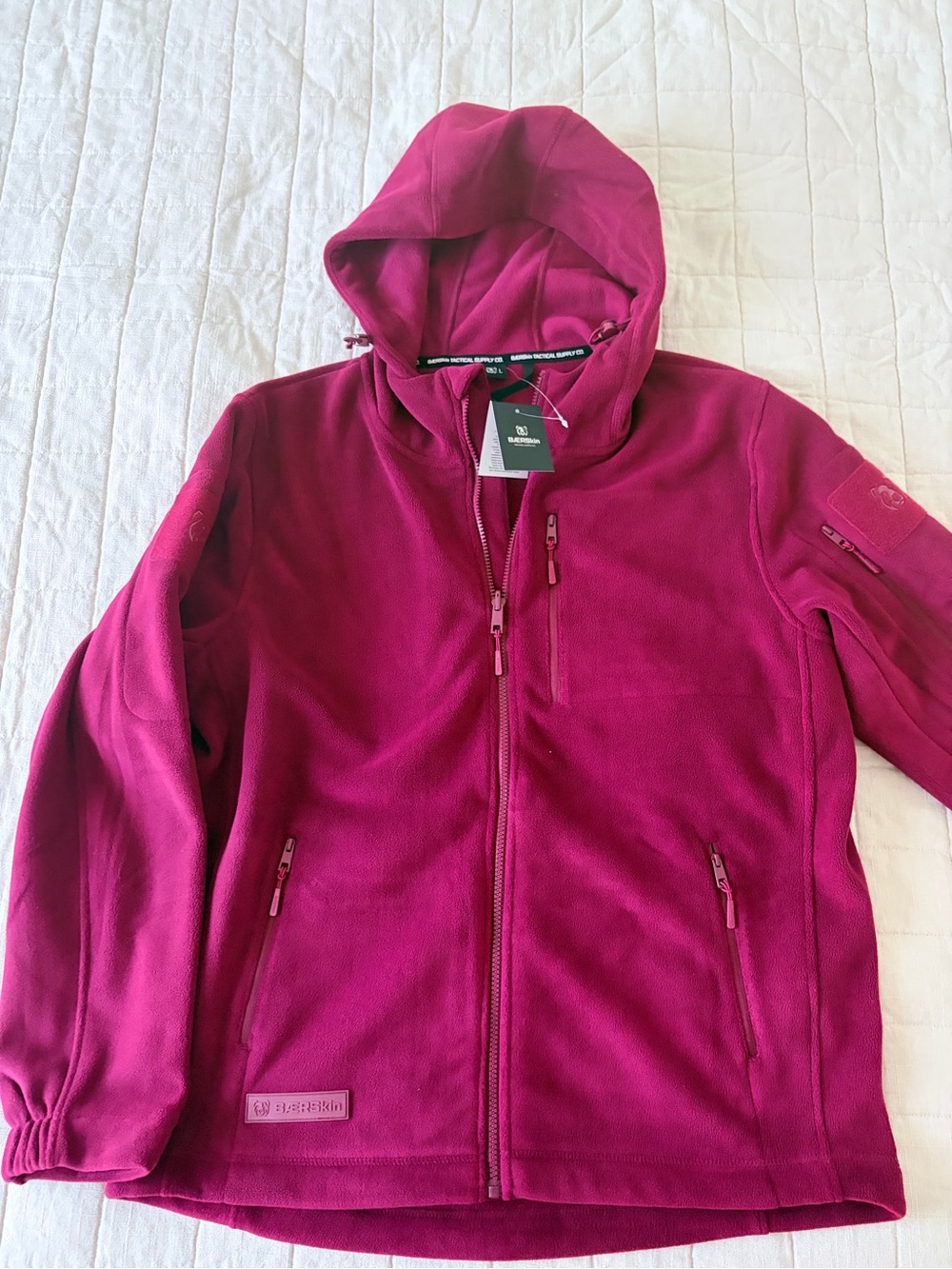 Insulated Hooded Fleece Jacket - Magenta
